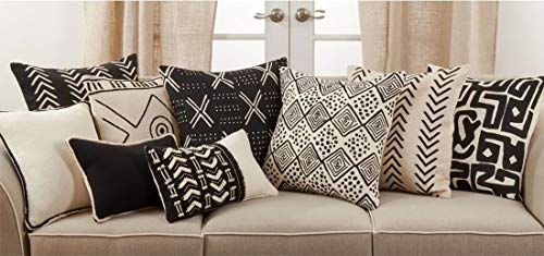 Fennco Styles Abstract Chevron Print Cotton Decorative Throw Pillow Cover & Insert 22 x 22 Inch - Natural Pillow for Home, Couch, Living Room and Bedroom Décor