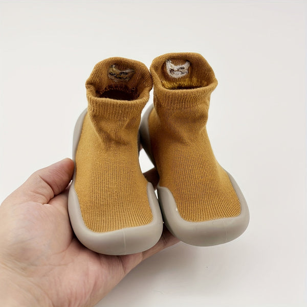 Infant Soft-Sole Embroidered Anti-Slip Leg Warmers - Polyester & Spandex Blend, Knit Fabric, All-Season | Easy Pull-On Closure for Walking Babies | 85% Polyester, 15% Spandex