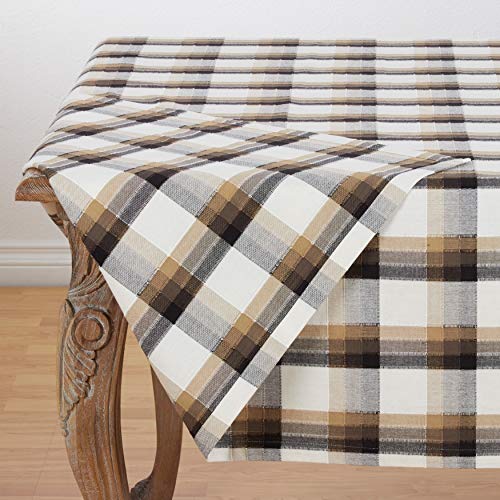 Fennco Styles Holiday Plaid Pattern Textured 100% Cotton Tablecloth