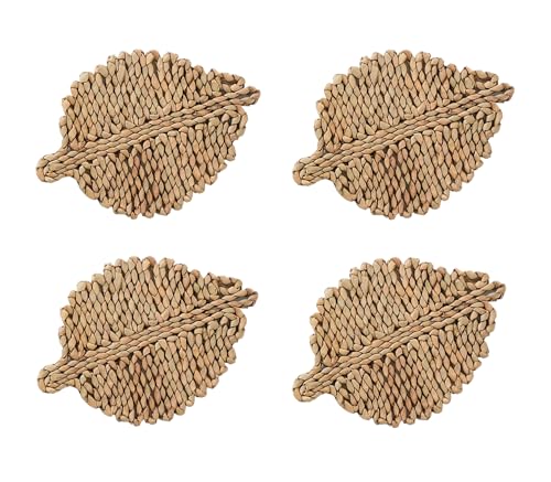 Fennco Styles Corn Husk Leaf Shaped Placemats 20" W x 13" L, Set of 4