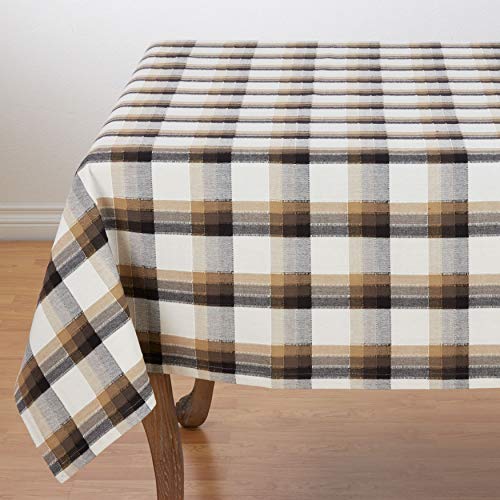 Fennco Styles Holiday Plaid Pattern Textured 100% Cotton Tablecloth