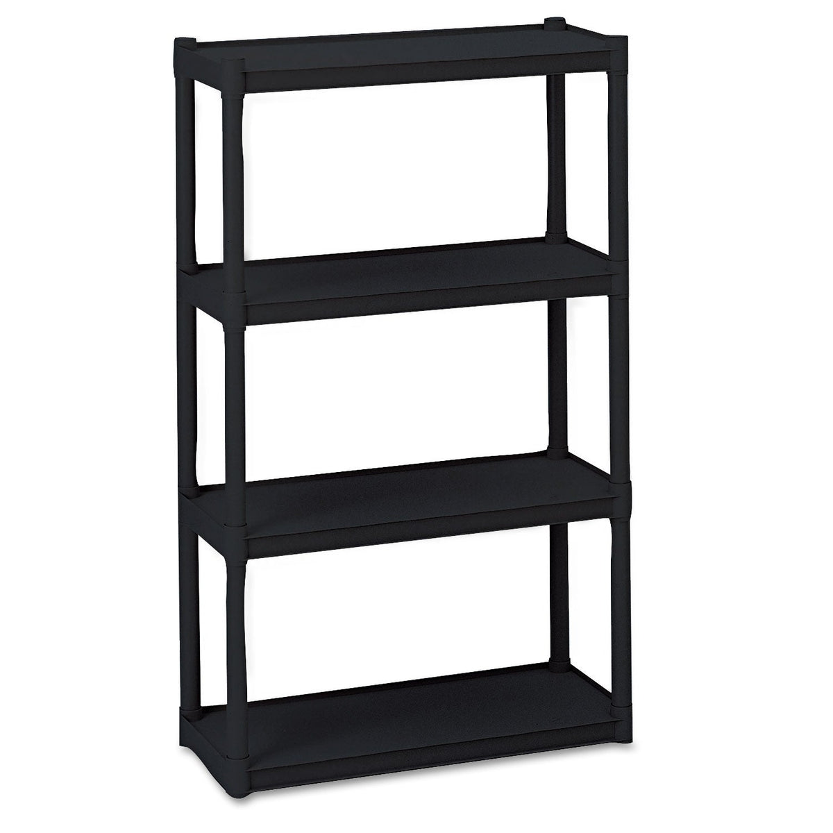 Iceberg Rough n Ready Open Storage System, Four-Shelf, Injection-Molded Polypropylene, 32w x 13d x 54h, Black