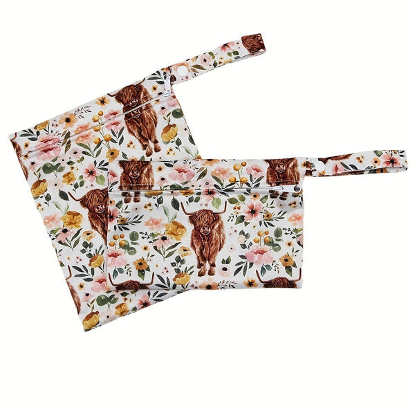 2pcs Soft Cute Cow Print Wet Bags - Reusable Diaper Bags, Perfect for Christmas, Halloween, and Thanksgiving Gifts