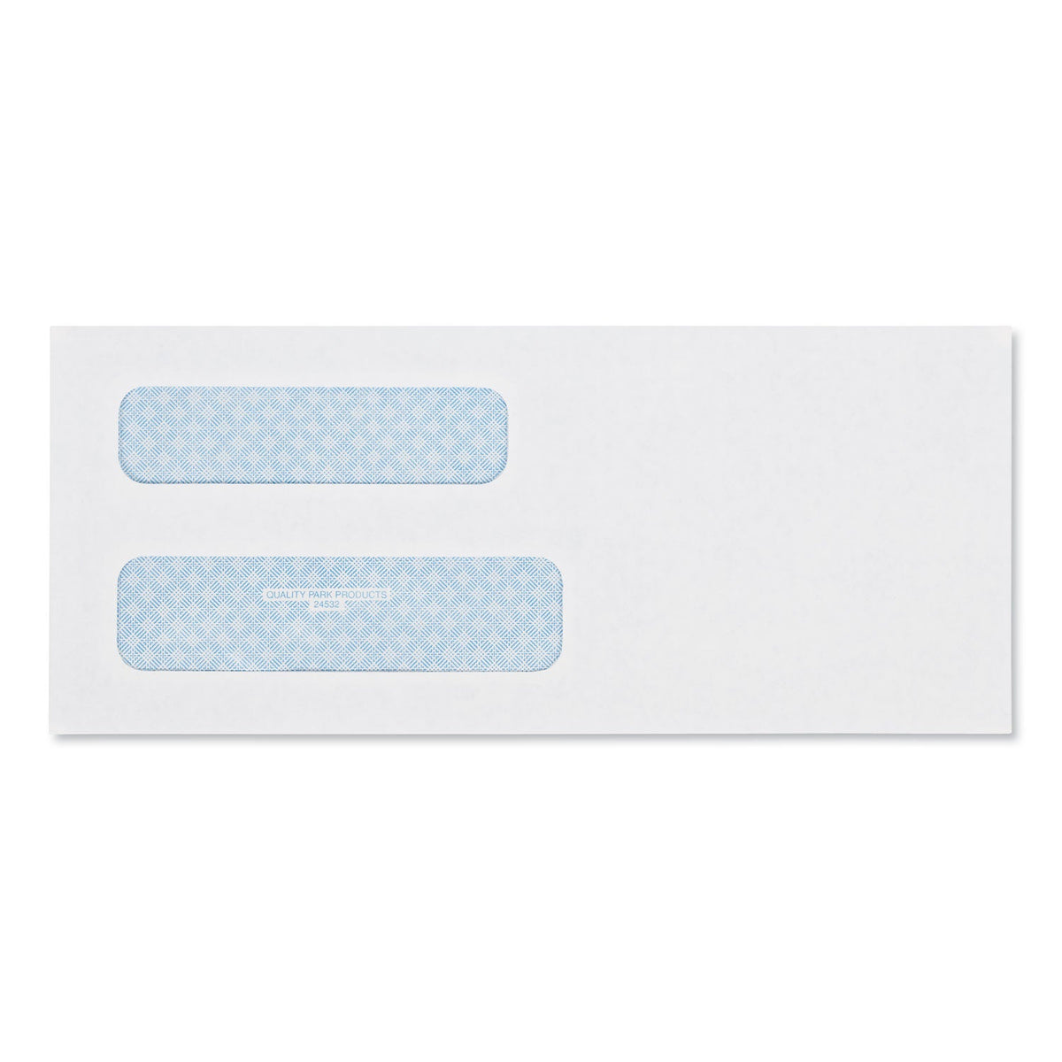 Quality Park Double Window Security-Tinted Check Envelope, #8 5/8, Commercial Flap, Gummed Closure, 3.63 x 8.63, White, 500/Box