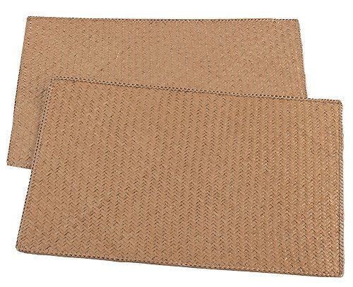 Fennco Styles Hand Woven Water Hyacinth Pandanus Placemats 13" W x 19", Set of 2 - Gold Metallic Table Mats for Home Décor, Dining Table, Family Gathering, Banquet, Holiday and Special Occasion