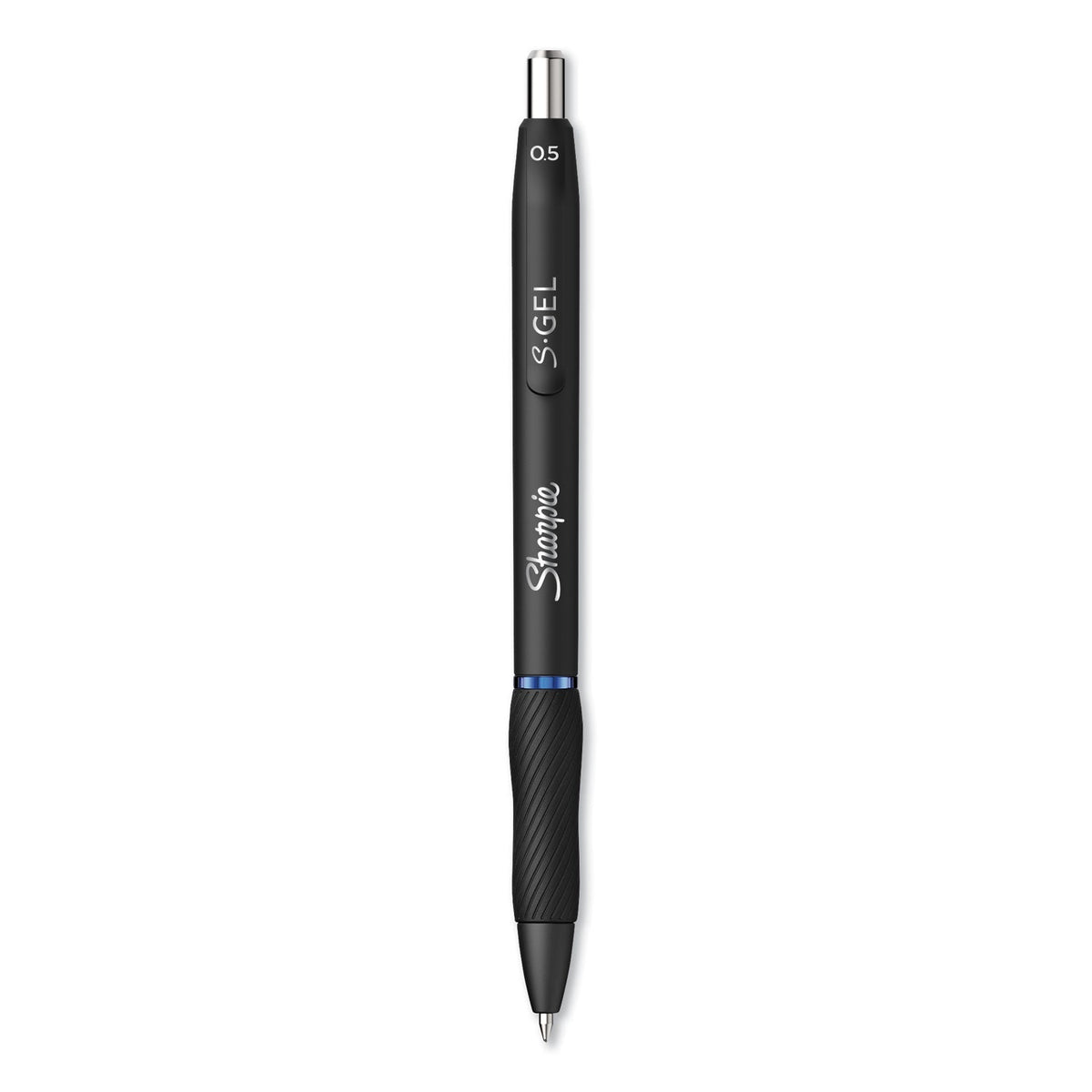 Sharpie S-Gel High-Performance Gel Pen, Retractable, Fine 0.5 mm, Blue Ink, Black Barrel, Dozen