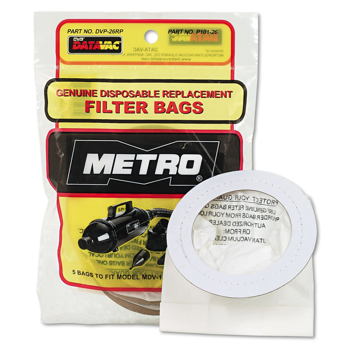 DataVac Replacement Bags for Handheld Steel Vacuum/Blower, 5/Pack