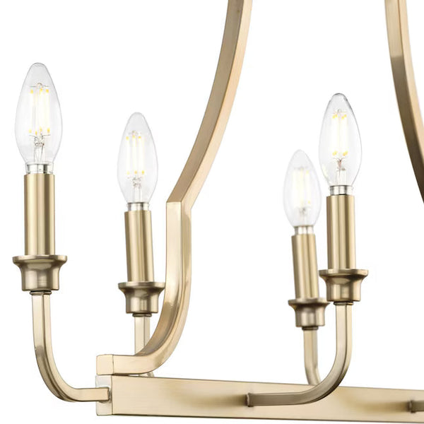 Progress Lighting Myerly 6-Light Linear Chandelier – Champagne Bronze & Weathered Brass