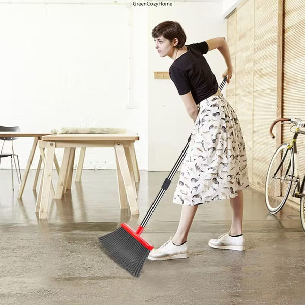 Self-Cleaning Broom and Dustpan Set – Upright Floor Sweeping Kit with Dustpan Teeth for Indoor & Outdoor Cleaning