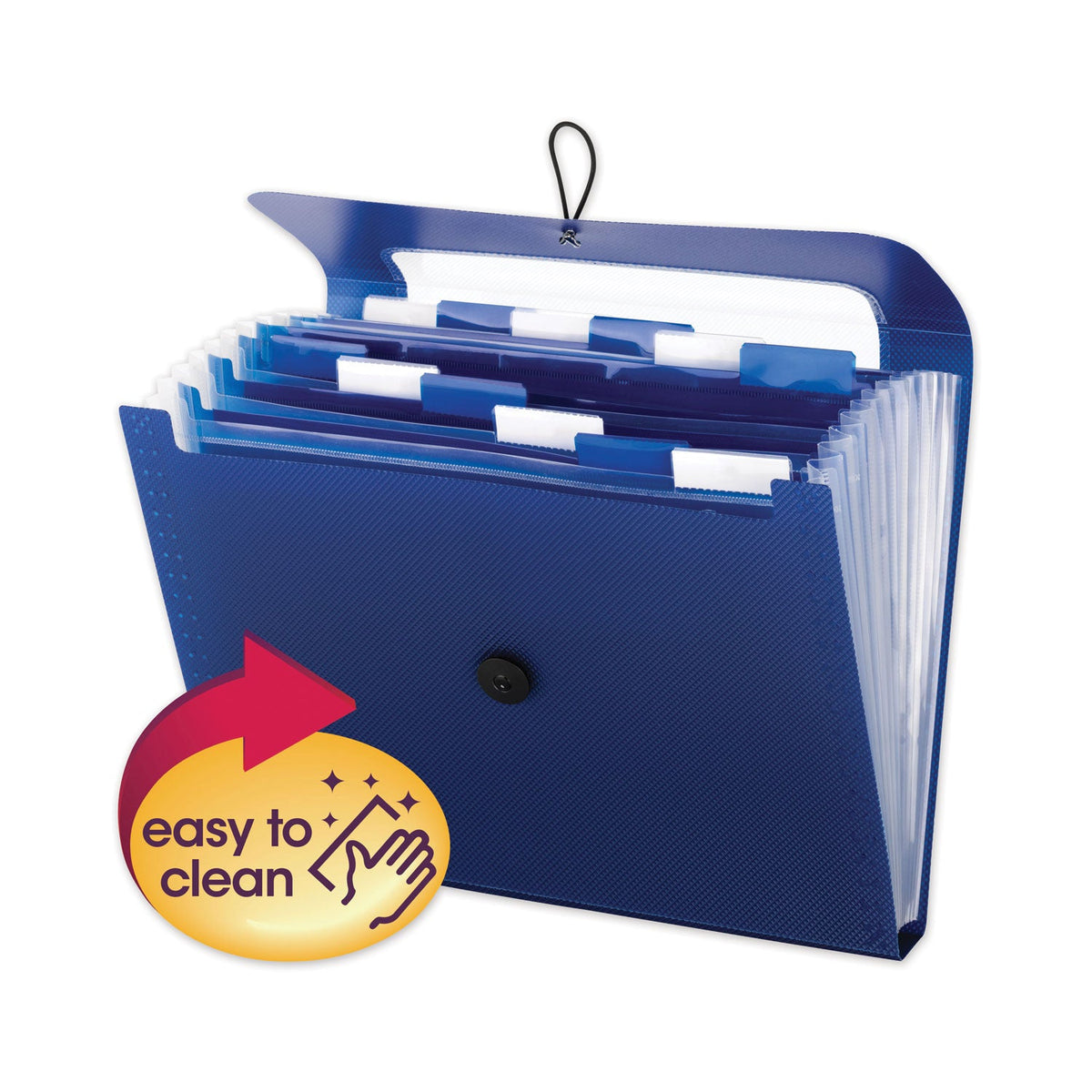 Smead Step Index Organizer, 12 Sections, Cord/Hook Closure, 1/6-Cut Tabs, Letter Size, Navy