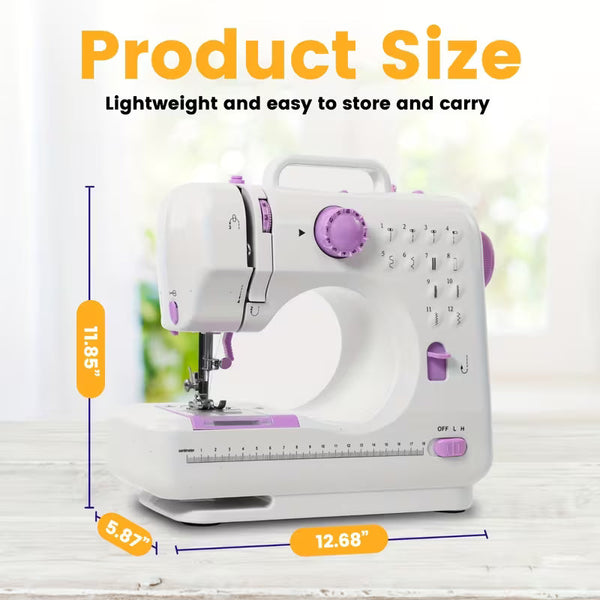 Portable Mini Electric Sewing Machine with Extension Table, Multiple Stitch Options & LED Light for Beginners and Small Sewing Projects