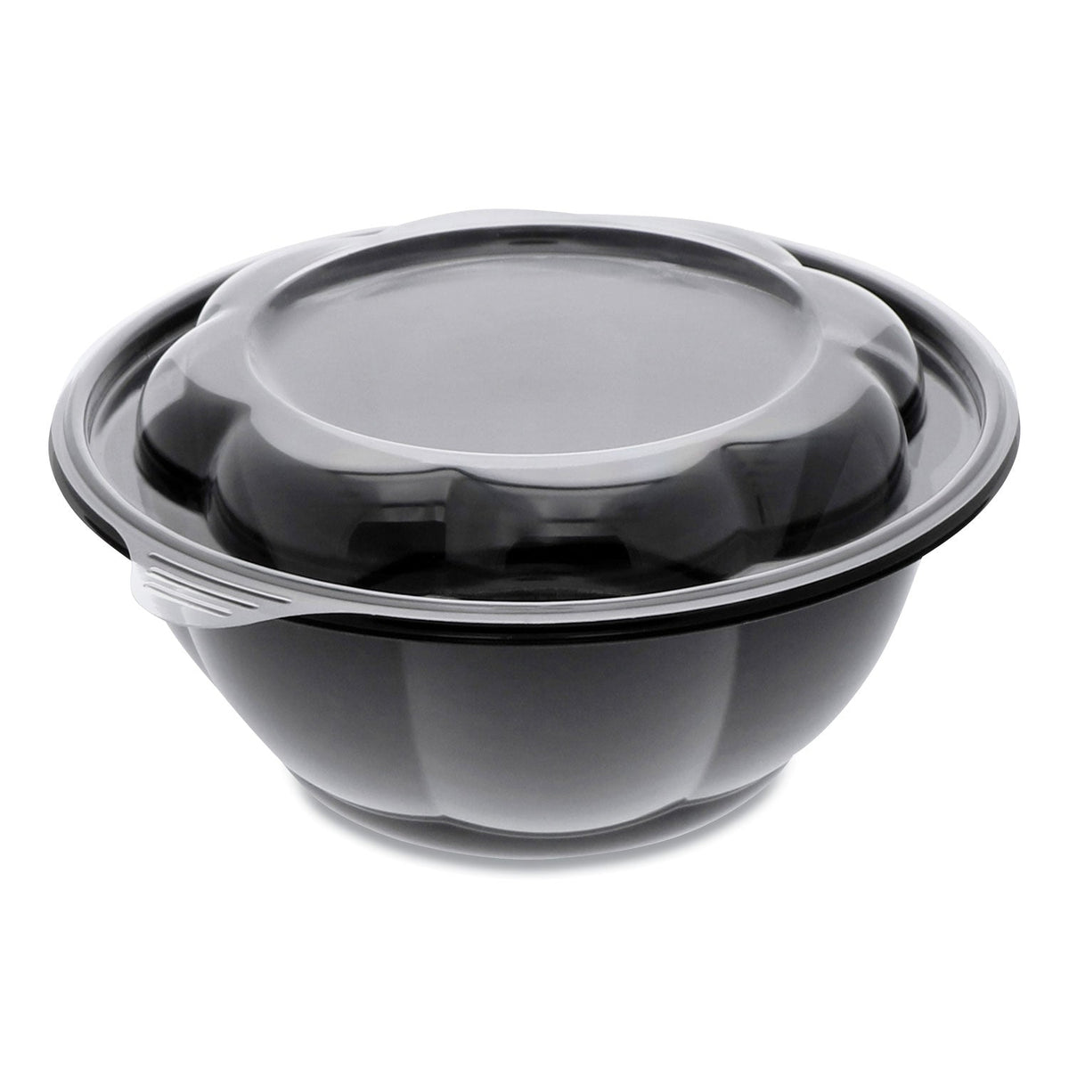 Pactiv Evergreen Roseware Bowl, 80 oz, 9.75" Diameter x 9h", Black Base/Clear Lid, Plastic, 252/Carton