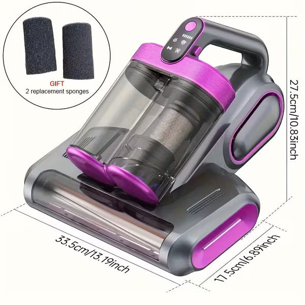 Cordless Mattress Vacuum Cleaner with UV Light &amp; Hot Air Heating – Handheld Bed Vacuum with Dual Dust Canisters