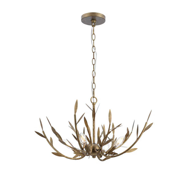allen + roth Lawrence 4-Light Antique Gold Chandelier – 24-Inch Decorative Ceiling Light