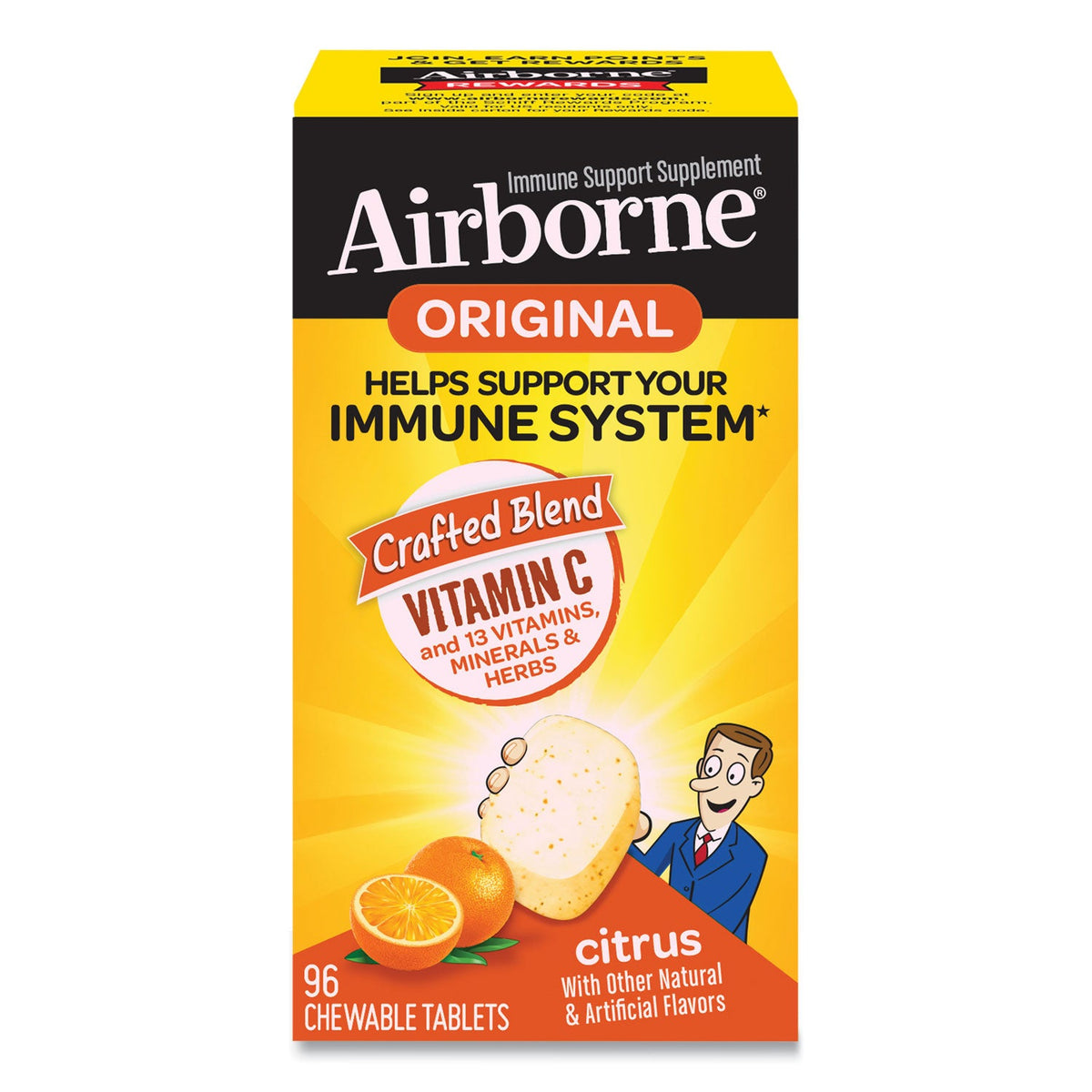 Airborne Immune Support Chewable Tablet, Citrus, 96 Count