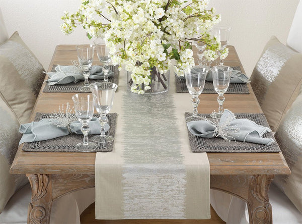 Fennco Styles Eleni Metallic Banded Cotton Table Runner - 16"x72"
