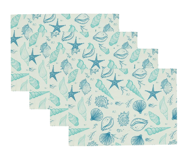 Fennco Styles Coastal Seashells Table Runner 16" W x 70" L - Blue Sealife Nautical Table Cover for Dining Room Decor, Everyday Use, Summer Gathering, Banquets, and Special Occasions