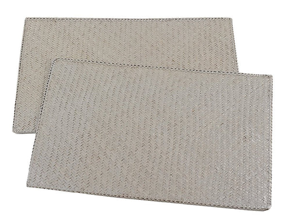 Fennco Styles Hand Woven Water Hyacinth Pandanus Placemats 13" W x 19", Set of 2 - Gold Metallic Table Mats for Home Décor, Dining Table, Family Gathering, Banquet, Holiday and Special Occasion