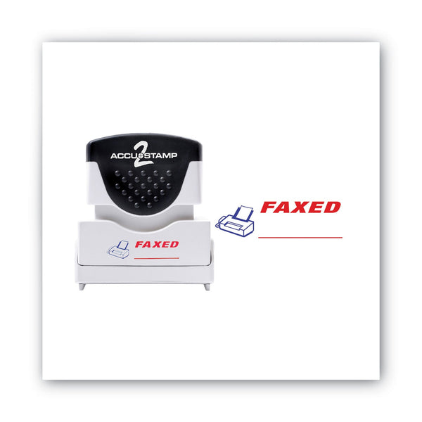 ACCUSTAMP2 Pre-Inked Shutter Stamp, Red/Blue, FAXED, 1.63 x 0.5