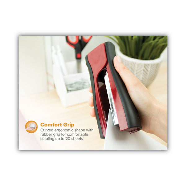 Bostitch Dynamo Stapler, 20-Sheet Capacity, Red