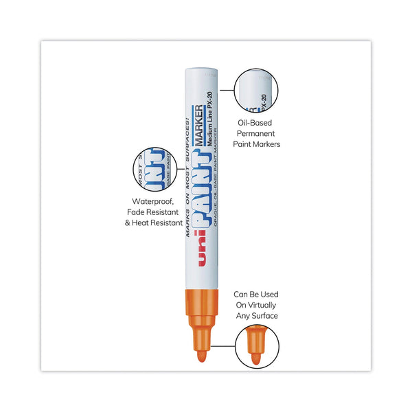 uni Permanent Marker, Medium Bullet Tip, Orange