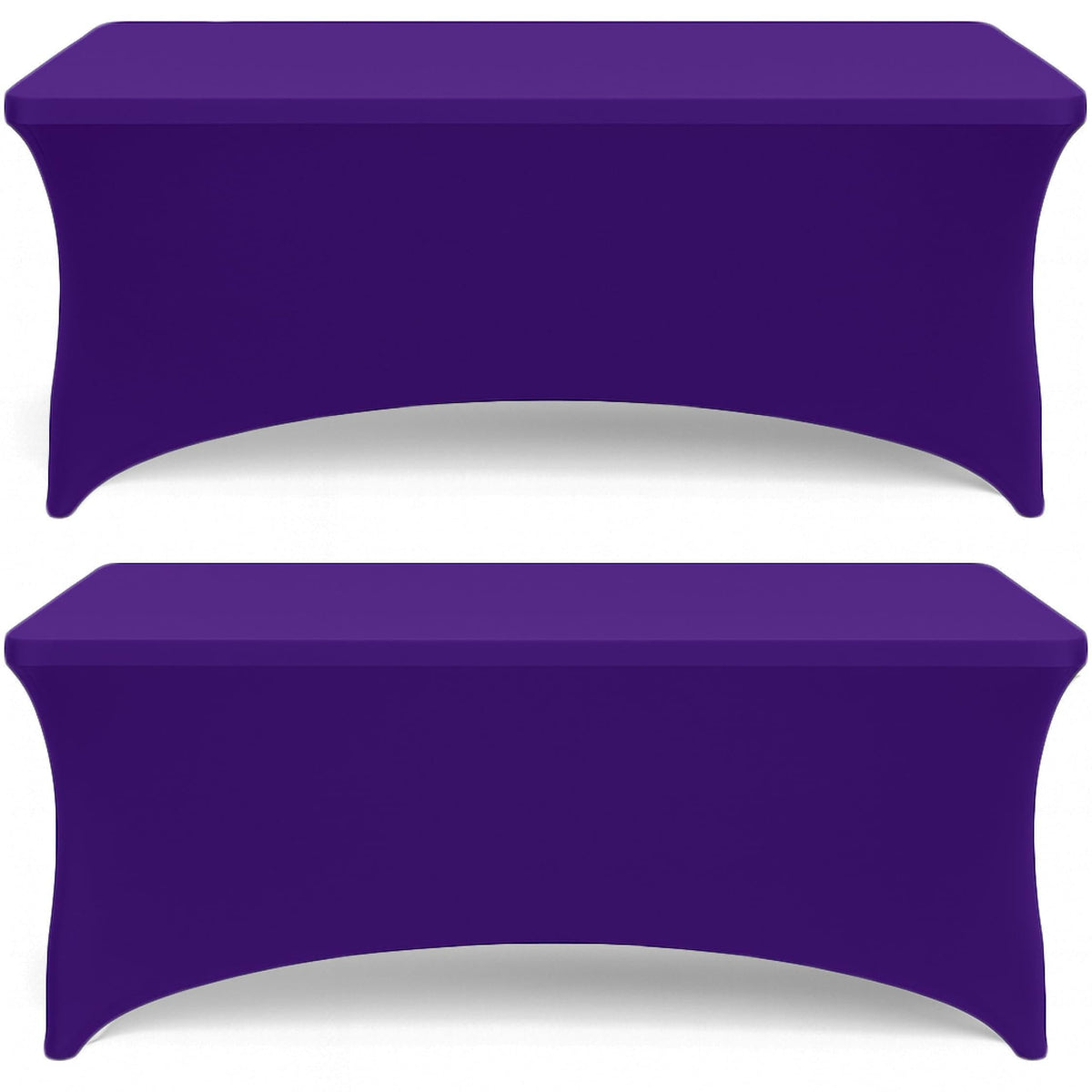 Purple Spandex Table Covers 6ft 2 Pack Elegant Durable Stretchy 6ft Table Cover Fitted Wrinkle and Stain Resistant Elastic Leg Pockets