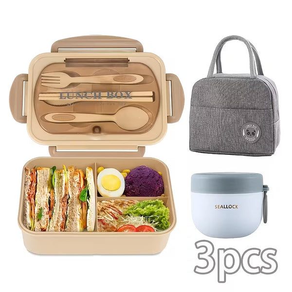 3-Piece Bento Lunch Box Set with Insulated Bag – Portable Leak-Resistant Food Containers for Work, School &amp; Picnics