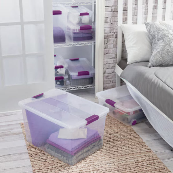 Sterilite 66-Quart ClearView Stackable Storage Bins with Latching Lids – 6-Pack