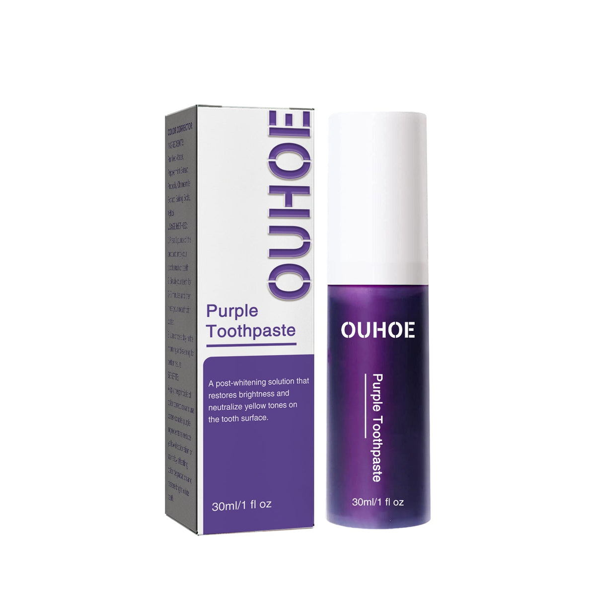 Purple Whitening Toothpaste, Clean Stains Gums Care Breath Fresh White Toothpaste