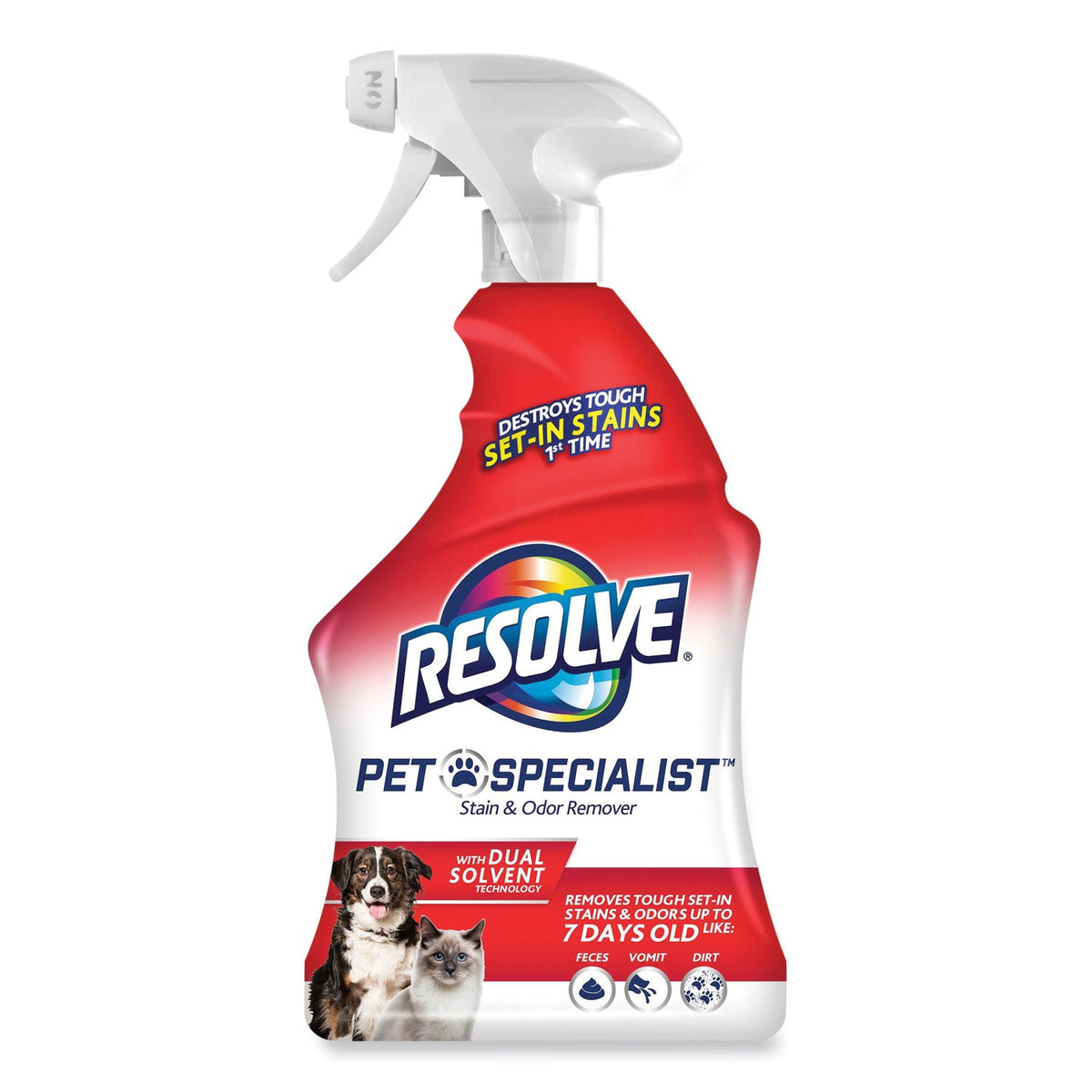 RESOLVE Pet Specialist Stain and Odor Remover, Citrus, 32 oz Trigger Spray Bottle, 12/Carton