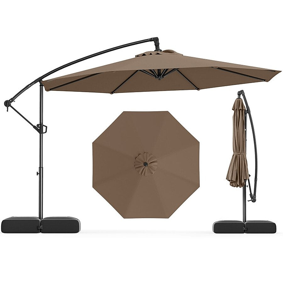 SUGIFT 10-ft Cantilever Patio Umbrella – 360° Rotating Outdoor Umbrella with Infinite Tilt & Weighted Base