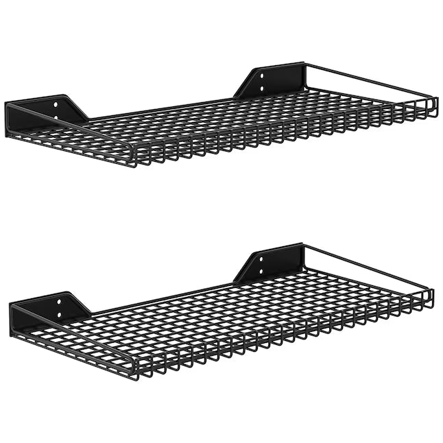 Anqtovp 2-Pack Heavy-Duty Garage Wall Shelves – 23.5-Inch Steel Storage Shelving, Black