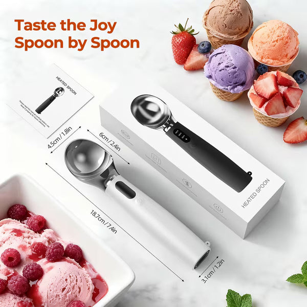 Electric Heated Ice Cream Scoop – USB-C Rechargeable Ice Cream Scooper with 3 Adjustable Temperature Settings
