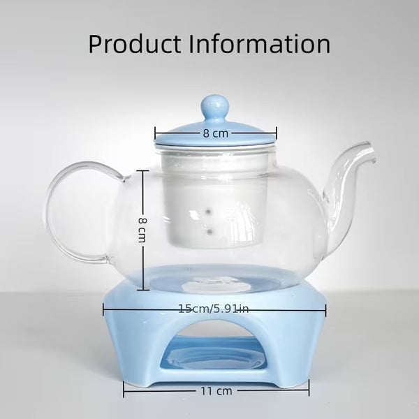 Borosilicate Glass Teapot Set with Ceramic Infuser and Base