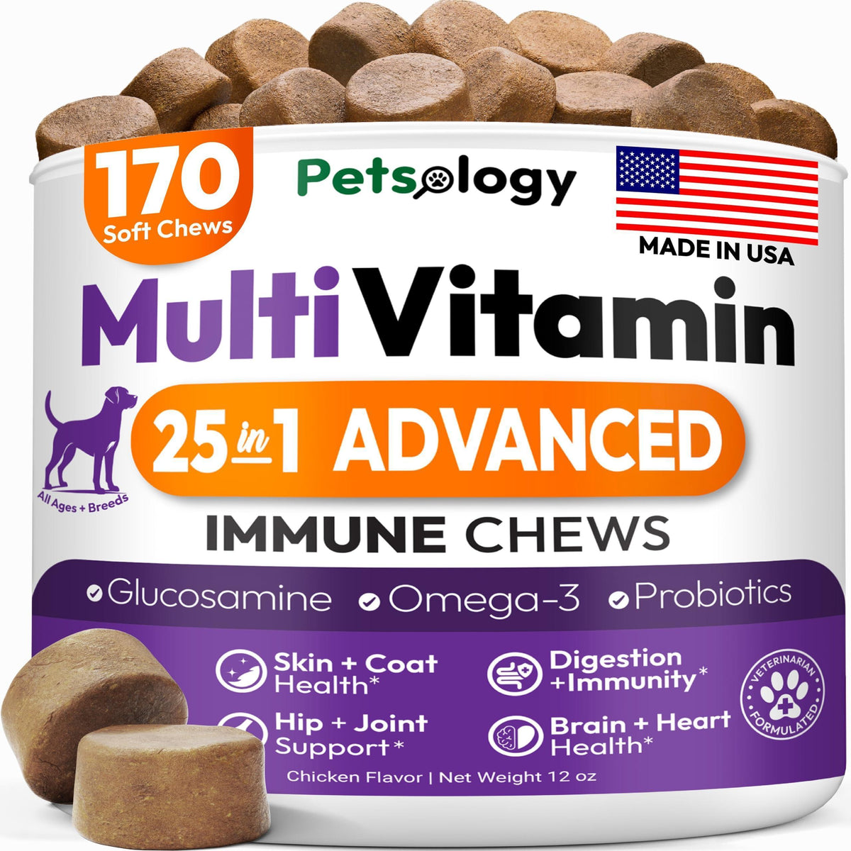 Dog Multivitamin Chews with Glucosamine 170 Count Hip & Joint