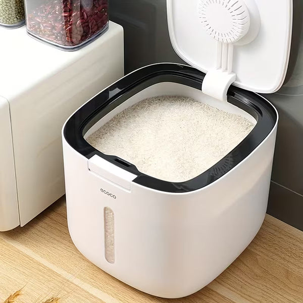 Airtight Rice Storage Container – Moisture-Resistant Cylindrical Food Dispenser for Rice, Flour, Grains &amp; Pet Food