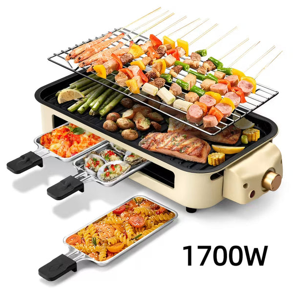 1700W Smokeless Electric Indoor Grill – Portable Nonstick BBQ Grill with Removable Grilling Plate