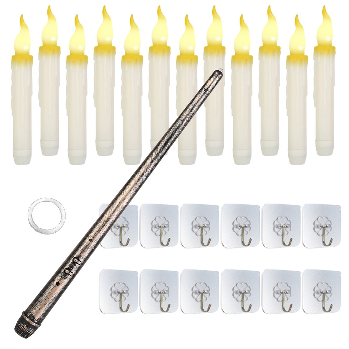 Floating LED Candles 12-Pack with Magic Wand Remote
