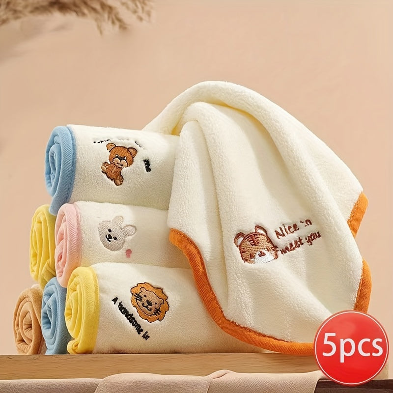 Set of 5 Soft Baby Washcloth Towels – Comfortable Square Towels & Drool Bibs for Newborns & Infants