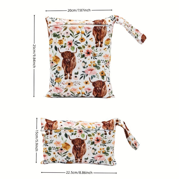 2pcs Soft Cute Cow Print Wet Bags - Reusable Diaper Bags, Perfect for Christmas, Halloween, and Thanksgiving Gifts