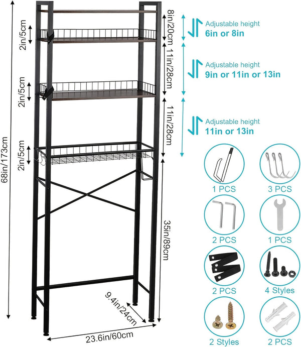 4/5-Tier Over-The-Toilet Storage Rack – Maximize Your Bathroom Space