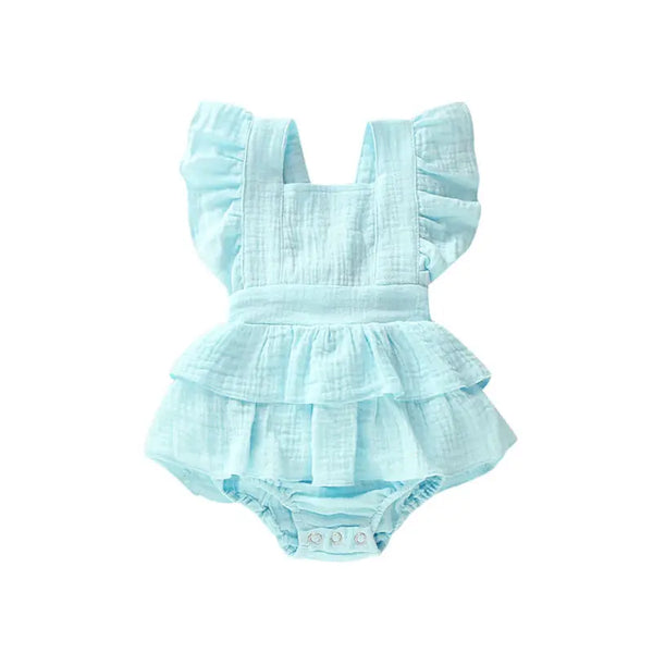Baby Girl Summer Ruffle Romper – Sleeveless Cotton Jumpsuit Outfit (Newborn to 24 Months, Sunsuit)