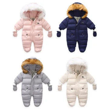 2024 Newborn Baby Winter Jumpsuit – Hooded Fleece Romper (Baby Girl & Boy Clothes, Warm & Cozy)
