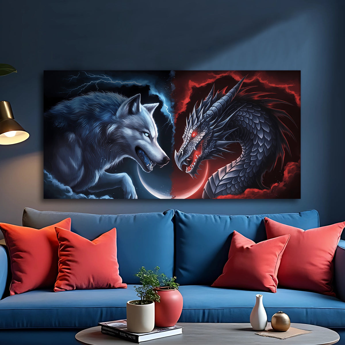 Dragon and Wolf Wall Art