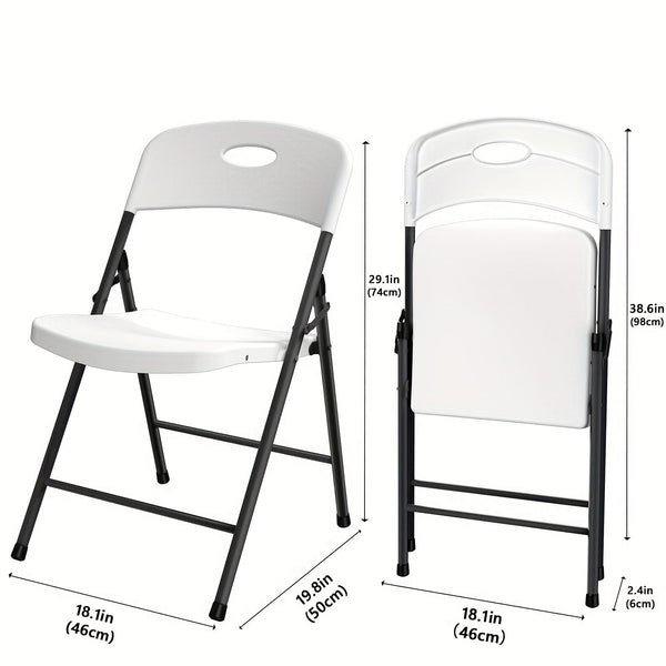 2/4/6 Pack White Plastic Folding Chairs Heavy Duty Metal Frame Indoor Outdoor