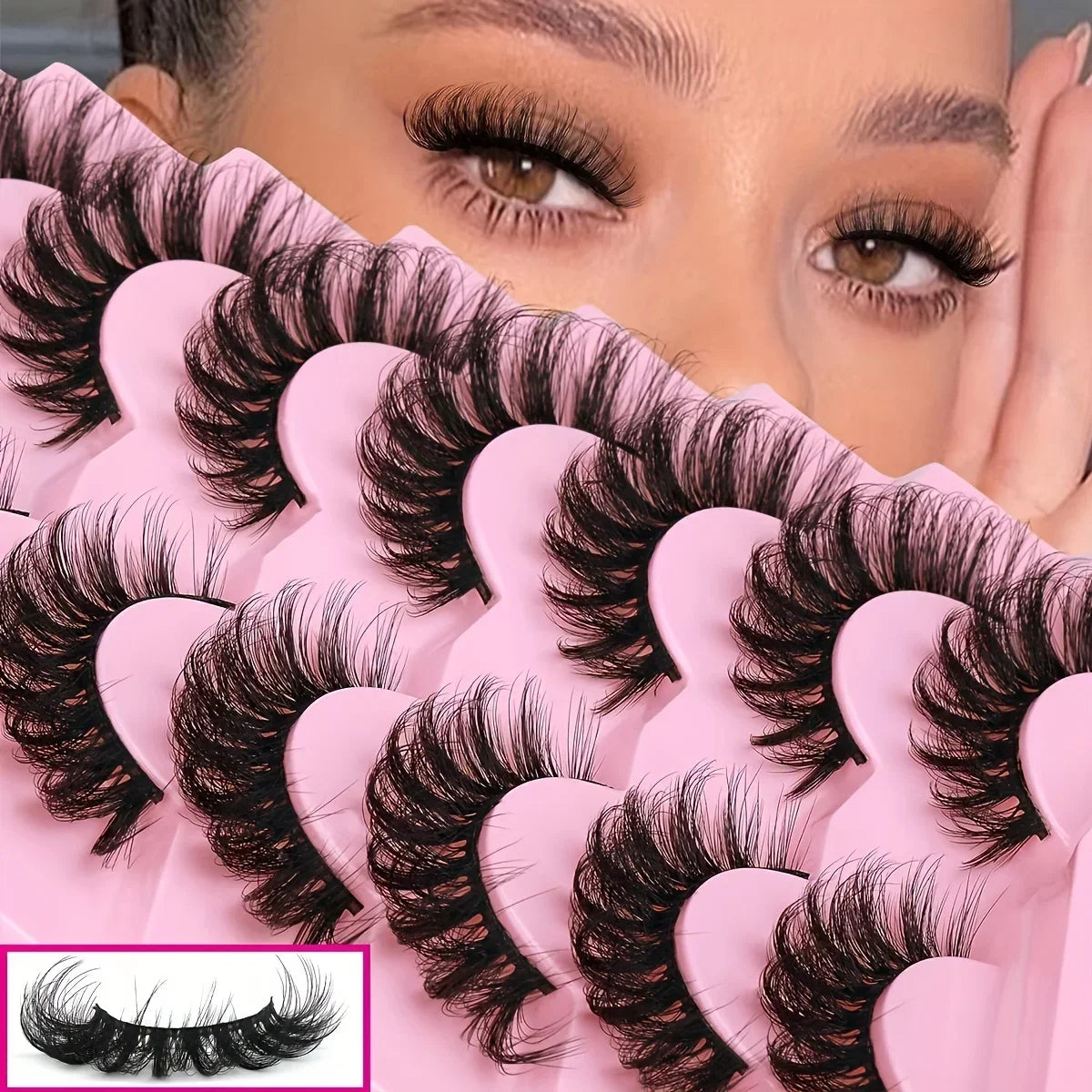 Fluffy Cat Eye Lashes Wispy 6D Volume False Eyelashes Soft Curly Fake Lashes