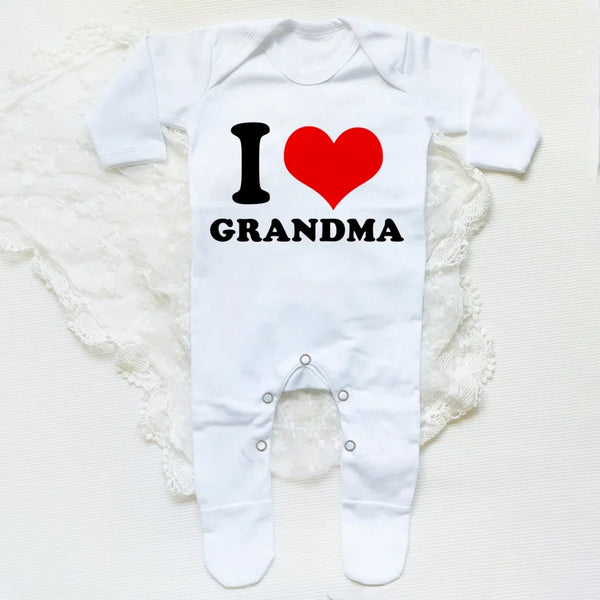 I Love Papa Mama Baby Babygrow Sleepsuit – Cute Coming Home Outfit, Newborn Shower Gift, Boy Girl White Romper, Infant Sleepsuit