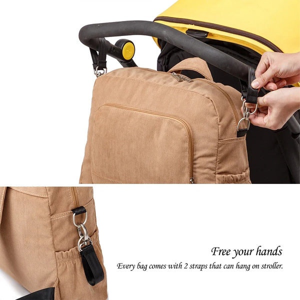 Soboba Corduroy Diaper Backpack – Large Capacity & Multi-Functional for Moms