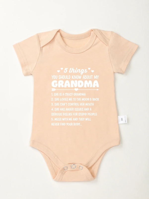 5 Things You Should Know About My Grandma Print Baby Bodysuit – Trendy Newborn One-Piece, Boy Girl Romper, Infant Jumpsuit, Toddler Clothes