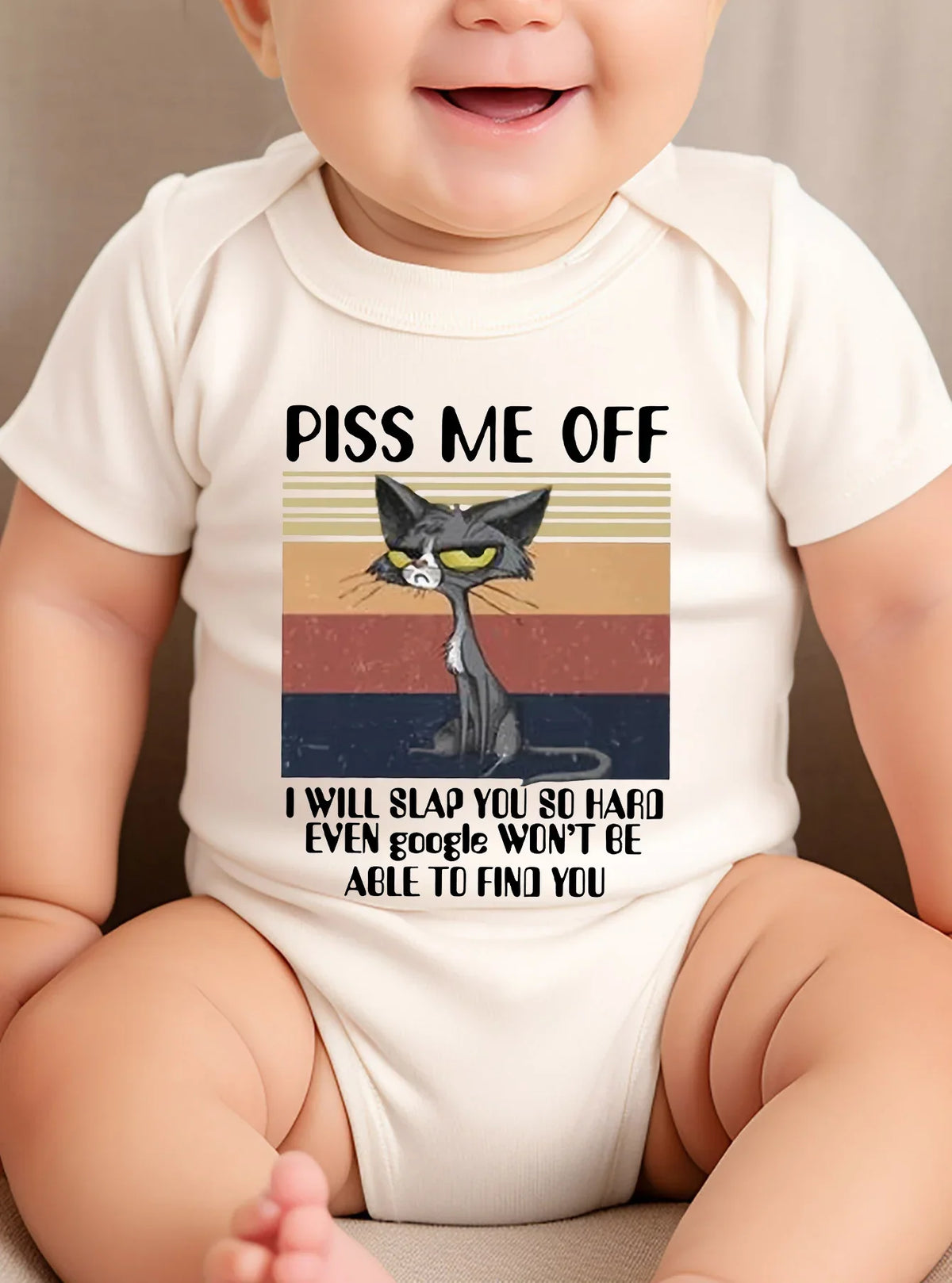 High Quality Infant Bodysuit – "Piss Me Off" Cartoon Print Baby Romper Jumpsuit for Newborn Boys & Girls – Comfortable 100% Cotton (0-24M)